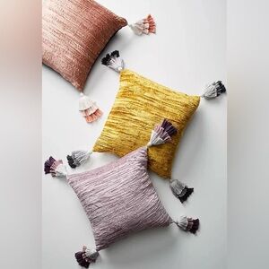 Anthropologie Tasseled Velvet Pillowcase